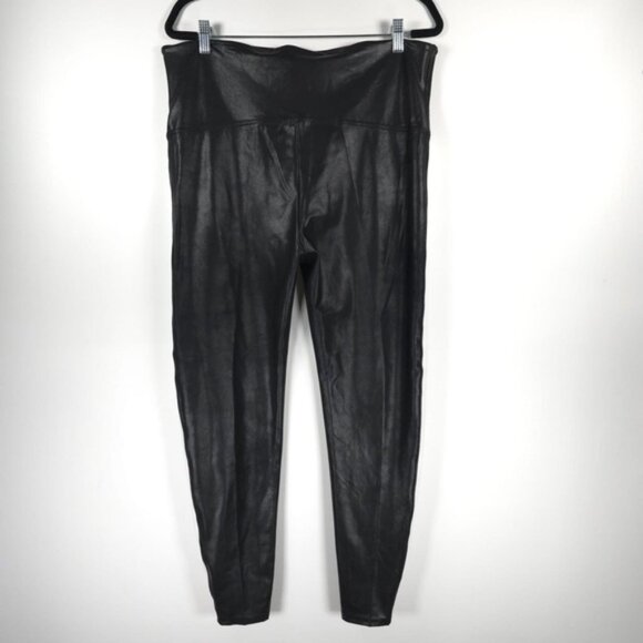 NWT‎ SPANX Shine Black Faux Leather White Stripe Legging 20187P PLUS Size 3X - Picture 7 of 15